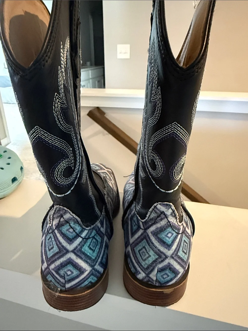 Little Kids girls Black Teal sparkle Western Cowgirl Boots cowboy USA 3 three